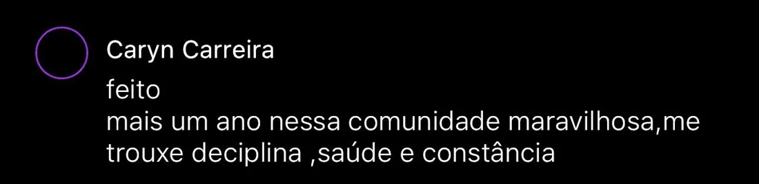 Depoimento escrito de aluna da RO Training