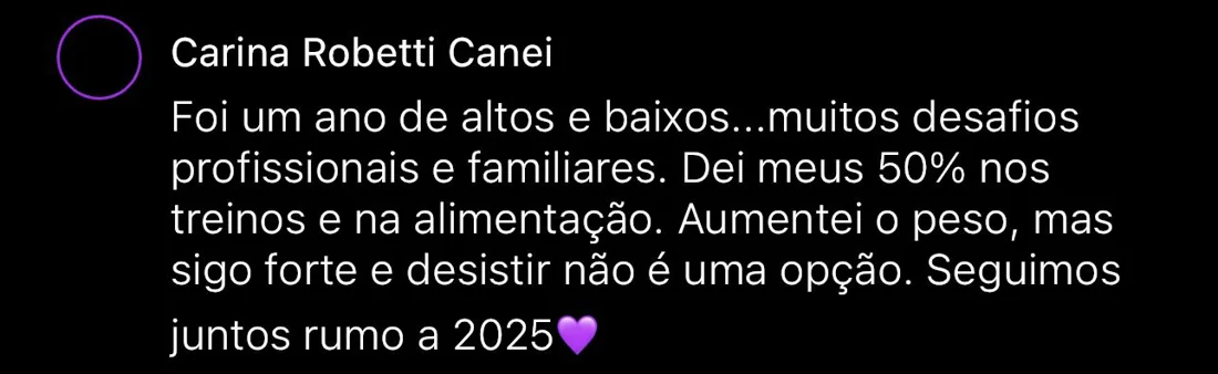 Depoimento escrito de aluna da RO Training