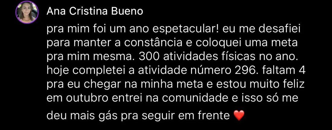 Depoimento escrito de aluna da RO Training